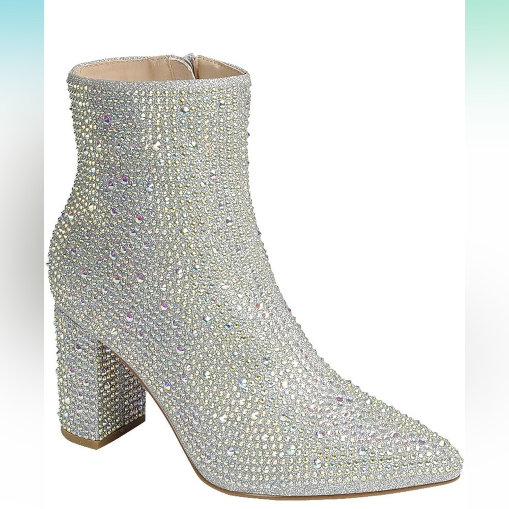 Rhinestone Block Ankle Booties - image 1